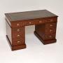 Antique Victorian Inlaid Mahogany Pedestal Desk