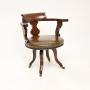 Antique Victorian Leather and Mahogany Desk Chair