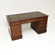 Antique Victorian Mahogany Leather Top Desk