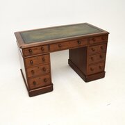 Antique Victorian Mahogany Leather Top Desk