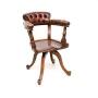 Antique Victorian Oak and Leather Swivel Chair