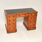 Antique Victorian Satinwood Leather Top Desk