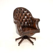 Antique Victorian Style Leather Swivel Chair