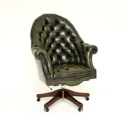 Victorian Style Leather Swivel Desk Chair