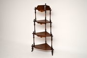 Antique Victorian Walnut Inlaid Corner What Not