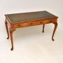 Antique Walnut Leather Top Writing Table / Desk