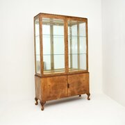 Antique Walnut Queen Anne Style Display Cabinet