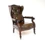 Antique William IV Leather and Walnut Armchair
