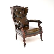 Antique William IV Leather And Walnut Armchair