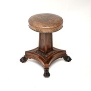 Antique William IV Rosewood & Leather Piano Stool