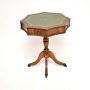 Yew Wood Leather Top Drum Table
