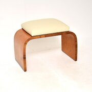 Art Deco Birds Eye Maple And Leather Stool