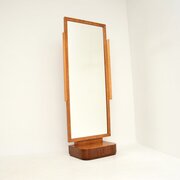 Art Deco Birds Eye Maple And Walnut Cheval Mirror