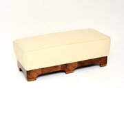 Art Deco Burr Walnut And Leather Stool