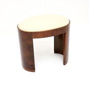 Art Deco Burr Walnut And Leather Stool