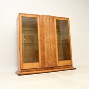 Art Deco Burr Walnut And Sycamore Bookcase Cabinet