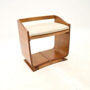 Art Deco Elm And Leather Stool