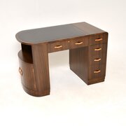 Art Deco Figured Walnut Leather Top Desk