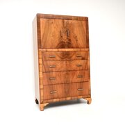 Art Deco Figured Walnut Tallboy Chest Of Drawers