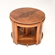 Art Deco Nesting Coffee Table In Figured Walnut