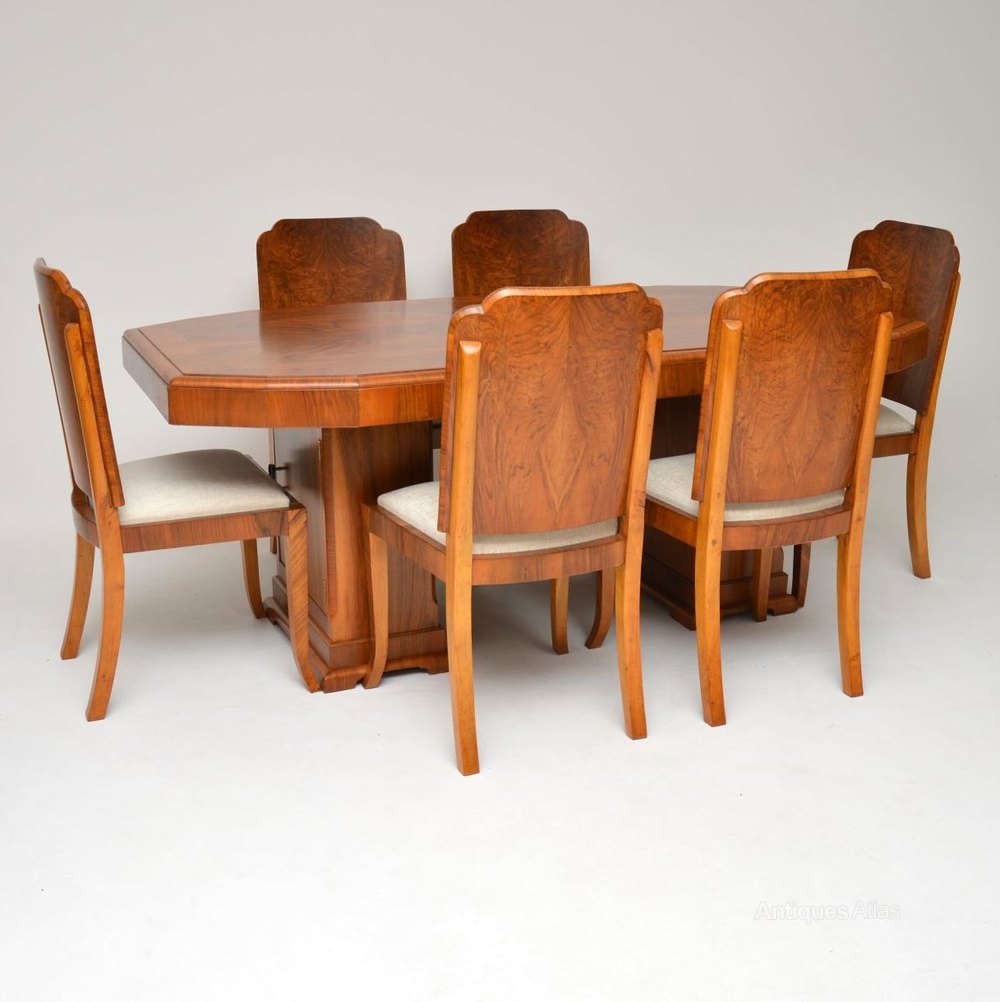Art Deco Walnut Dining Table & Chairs Antiques Atlas