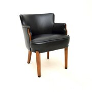 Art Deco Walnut And Leather Armchair / Desk Chair
