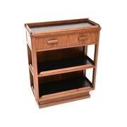 Art Deco Walnut And Leather Bookcase / Table