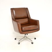 Danish Vintage Leather Swivel Desk Chair