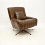Danish Vintage Leather and Chrome Swivel Armchair
