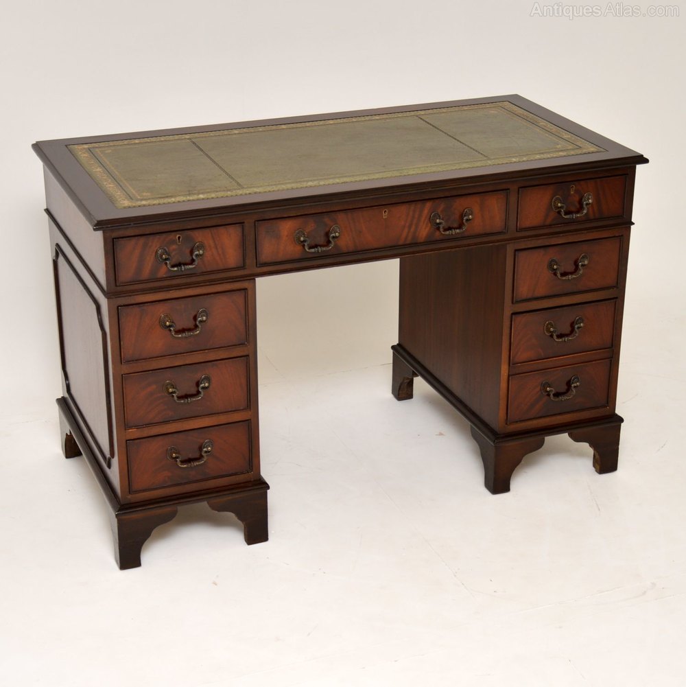 Antiques Atlas 1950 Style Mahogany Leather Top Pedestal Desk