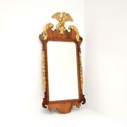 Large Antique Georgian Period Mahogany Gilt Mirror