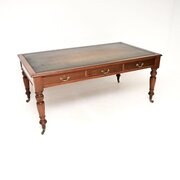 Large Antique Victorian Solid Walnut Desk