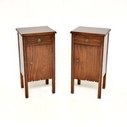 Pair Of Antique Arts And Crafts Walnut Bedsides