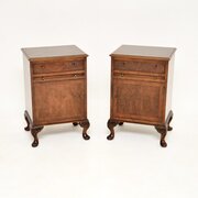 Pair Of Antique Burr Walnut Bedside Cabinets