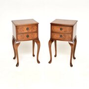 Pair Of Antique Burr Walnut Bedside Chests