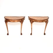 Pair Of Antique Burr Walnut Console Tables