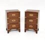 Pair of Antique Campaign Style Mahogany Bedsides