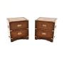 Pair of Antique Campaign Style Mahogany Bedsides