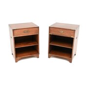 Pair Of Antique Campaign Style Mahogany Chests