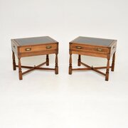 Pair Of Antique Campaign Style Mahogany Tables