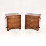 Pair of Antique Campaign Style Yew Bedsides