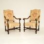 Pair of Antique Carolean Style Carved Oak Armchair