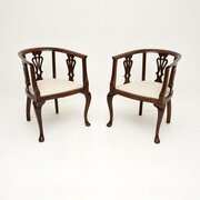 Pair Of Antique Edwardian Mahogany Tub Chairs