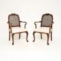 Pair of Antique Edwardian Walnut Cane Armchairs