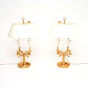 Pair Of Antique French Brass Bouillotte Lamps