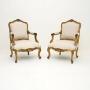 Pair of Antique French Gilt Wood Armchairs