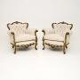 Pair of Antique French Gilt Wood Armchairs