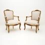 Pair of Antique French Gilt Wood Salon Armchairs