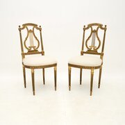 Pair Of Antique French Gilt Wood Side Chairs