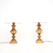 Pair Of Antique French Gilt Wood Table Lamps